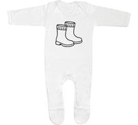 Azeeda 6-12 Month 'Wellington Boots for a Rainy Day' Baby Romper Jumpsuit/Sleep Suit (SS00112565)