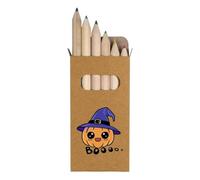 Azeeda 6 x 'Colorful Halloween Pumpkin In A Hat Kawaii ' Short 85mm Pencils/Coloured Pencil Set (PE00083814)