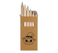 Azeeda 6 x 'Cute Kawaii Halloween Pumpkin In A Hat ' Short 85mm Pencils/Coloured Pencil Set (PE00083812)