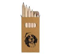 Azeeda 6 x 'English Springer Spaniel Wearing Santa Hat' Short 85mm Pencils/Coloured Pencil Set (PE00086244)
