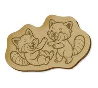 Azeeda 6 x 'Red Pandas Playing' MDF Craft Embellishments (EB00036489)
