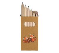 Azeeda 6 x 'Red Pandas Playing' Short 85mm Pencils/Coloured Pencil Set (PE00084614)