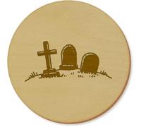 Azeeda 6 x 'Simple Graveyard ' 95mm Round Wooden Coasters (CR00232751)