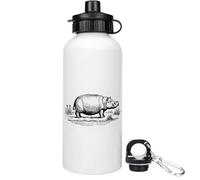 Azeeda 600ml 'Hippopotamus Standing in a Field' Reusable Water/Drinks Bottle (WT00088171)