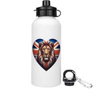Azeeda 600ml 'Union Jack Heart With Lion' Reusable Water/Drinks Bottle (WT00091738)