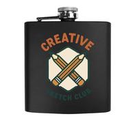 Azeeda 6oz (170ml) 'Creative Sketch Club Artist Art Lover Design' Pocket Hip Flask (HP00040583)