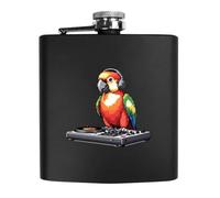 Azeeda 6oz (170ml) 'Pixel Style DJ Parrot' Pocket Hip Flask (HP00044592)