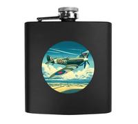 Azeeda 6oz (170ml) 'Spitfire Flying Over Fields' Pocket Hip Flask (HP00042208)