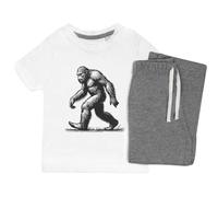 Azeeda 7-8 Years 'Bigfoot Walking' Kids Nightwear/Pyjama Set (KP00145923) White