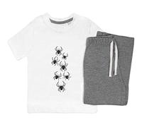 Azeeda 7-8 Years 'Crawling Tarantula Spiders' Kids Nightwear/Pyjama Set (KP00085797) White