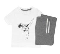 Azeeda 7-8 Years 'Karate Girl' Kids Nightwear/Pyjama Set (KP00145635) White
