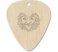 Azeeda 7 x 'Green Man Portrait' Wooden Guitar Picks (GP00037205)