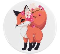Azeeda 77mm 'Cherry Blossom Fox' Large Button Pin Badge (BB00165227)