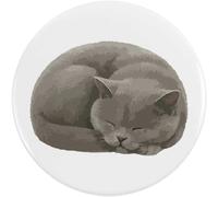 Azeeda 77mm 'Curled Up Sleeping British Shorthair Cat' Large Button Pin Badge (BB00151100)