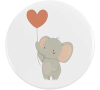 Azeeda 77mm 'Cute Baby Elephant Holding Heart Balloon' Large Button Pin Badge (BB00153579)