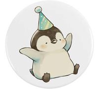 Azeeda 77mm 'Cute Birthday Penguin' Large Button Pin Badge (BB00162944)