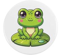 Azeeda 77mm 'Cute Frog On Lilypad' Large Button Pin Badge (BB00154986)
