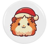 Azeeda 77mm 'Cute Guinea Pig Wearing Santa Hat' Large Button Pin Badge (BB00155574)
