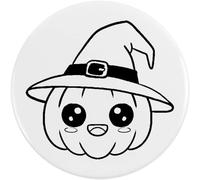 Azeeda 77mm 'Cute Kawaii Halloween Pumpkin In A Hat ' Large Button Pin Badge (BB00153111)