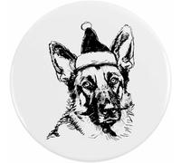 Azeeda 77mm 'German Shepherd Wearing Santa Hat' Large Button Pin Badge (BB00150881)