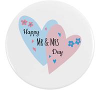 Azeeda 77mm 'Happy Mr And Mrs Day' Large Button Pin Badge (BB00167912)