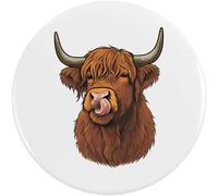 Azeeda 77mm 'Highland Cow' Large Button Pin Badge (BB00150938)