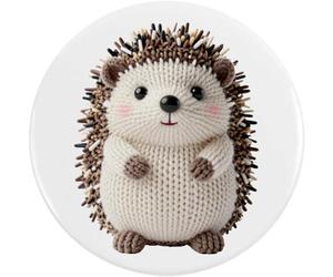 Azeeda 77mm 'Knitted Style Hedgehog' Large Button Pin Badge (BB00166745)
