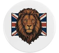 Azeeda 77mm 'Lion with Union Jack Portrait ' Large Button Pin Badge (BB00152210)