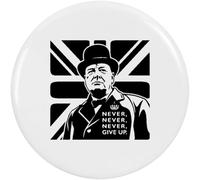 Azeeda 77mm 'Never Give Up- Churchill Quote' Large Button Pin Badge (BB00167012)