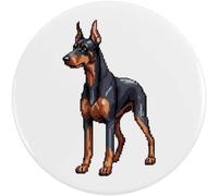 Azeeda 77mm 'Pixel Style Doberman Pinscher' Large Button Pin Badge (BB00161534)