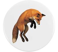 Azeeda 77mm 'Red Fox Jumping In The Air After Prey' Large Button Pin Badge (BB00151391)