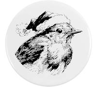 Azeeda 77mm 'Robin Wearing Santa Hat' Large Button Pin Badge (BB00156675)