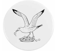 Azeeda 77mm 'Seagull Stealing Food' Large Button Pin Badge (BB00162355)