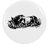 Azeeda 77mm 'Sleeping Horse with Flowers' Large Button Pin Badge (BB00152375)