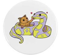Azeeda 77mm 'Unlikely Friends Hamster & Banana Ball Python' Large Button Pin Badge (BB00173908)