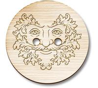 Azeeda 8 x 23mm 'Green Man Portrait' Round Wooden Buttons (BT00134886)
