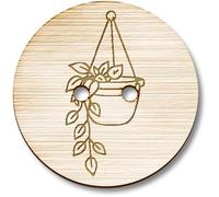 Azeeda 8 x 23mm 'Hanging Plant Basket' Round Wooden Buttons (BT00136334)