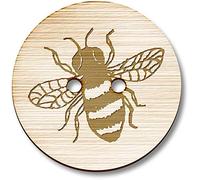 Azeeda 8 x 23mm 'Honey Bee' Round Wooden Buttons (BT00082386)