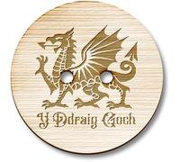 Azeeda 8 x 23mm 'Welsh Dragon' Round Wooden Buttons (BT00125552)