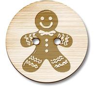 Azeeda 8 x 'Christmas Gingerbread Man' Wooden Buttons - 23mm (BT00129236) | Round Sewing Fasteners for Clothes, Knitting, Crafts and Scrapbooking