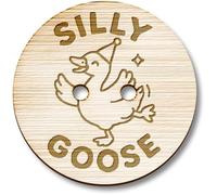 Azeeda 8 x 'Silly Goose' Wooden Buttons - 23mm (BT00130620) | Round Sewing Fasteners for Clothes, Knitting, Crafts and Scrapbooking