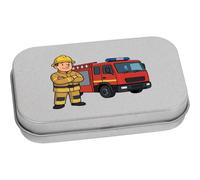 Azeeda 80mm 'Fire Engine & Firefighter' Metal Hinged Tin/Storage Box (TT00300629)
