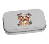 Azeeda 80mm 'Happy Yorkshire Terrier' Metal Hinged Tin/Storage Box (TT00276296)