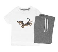 Azeeda 9-10 Years 'Sausage Dog' Kids Nightwear/Pyjama Set (KP00045776) White