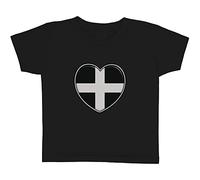 Azeeda 9-11 Years 'Cornwall Flag Heart' Children's/Kid's T-Shirt (Black) (TS00318492)