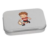 Azeeda 95mm 'Boy Playing Rugby' Metal Hinged Tin/Storage Box (TT00302217)