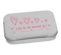 Azeeda 95mm 'Love Is All Around Us' Metal Hinged Tin/Storage Box (TT00334836)