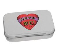 Azeeda 95mm 'Red Heart With 'Love Me!' Text' Metal Hinged Tin/Storage Box (TT00303681)