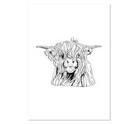 Azeeda A0+ 'Highland Cow Line Drawing' Wall Poster/Print (PP00334899)