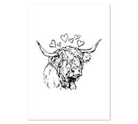 Azeeda A0+ 'Highland Cow with Hearts' Wall Poster/Print (PP00334545)